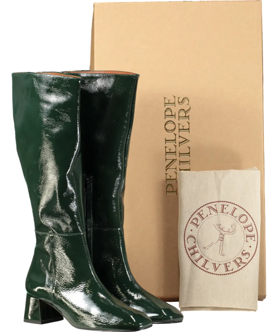 Penelope Chilvers Green Sinatra Patent Leather Boot UK 4 EU 37 