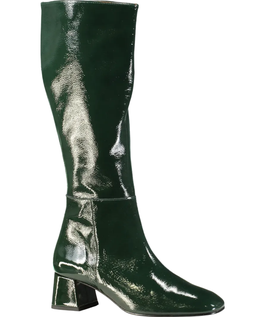 Penelope Chilvers Green Sinatra Patent Leather Boot UK 4 EU 37 