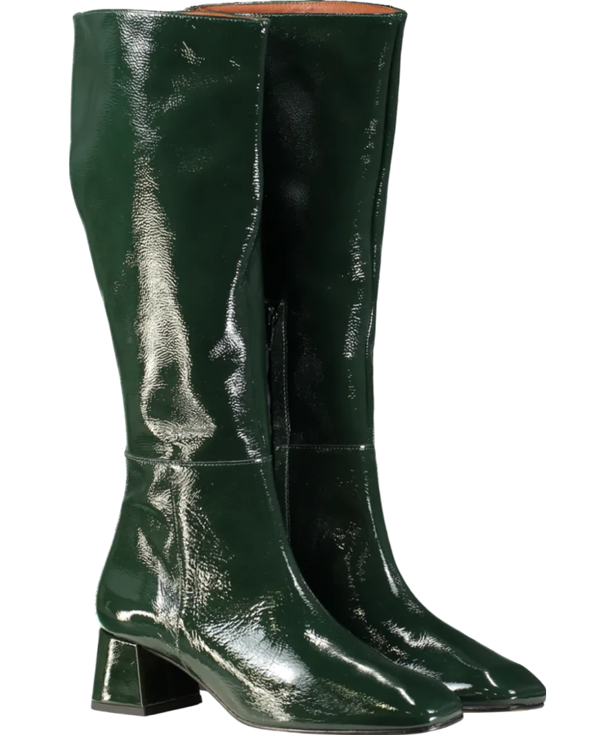 Penelope Chilvers Green Sinatra Patent Leather Boot UK 4 EU 37 