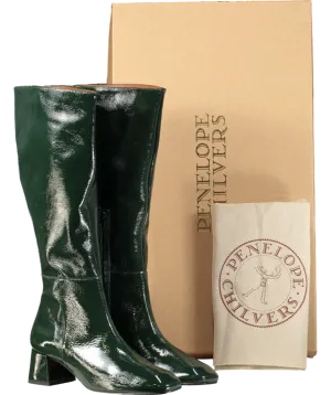 Penelope Chilvers Green Sinatra Patent Leather Boot UK 4 EU 37 