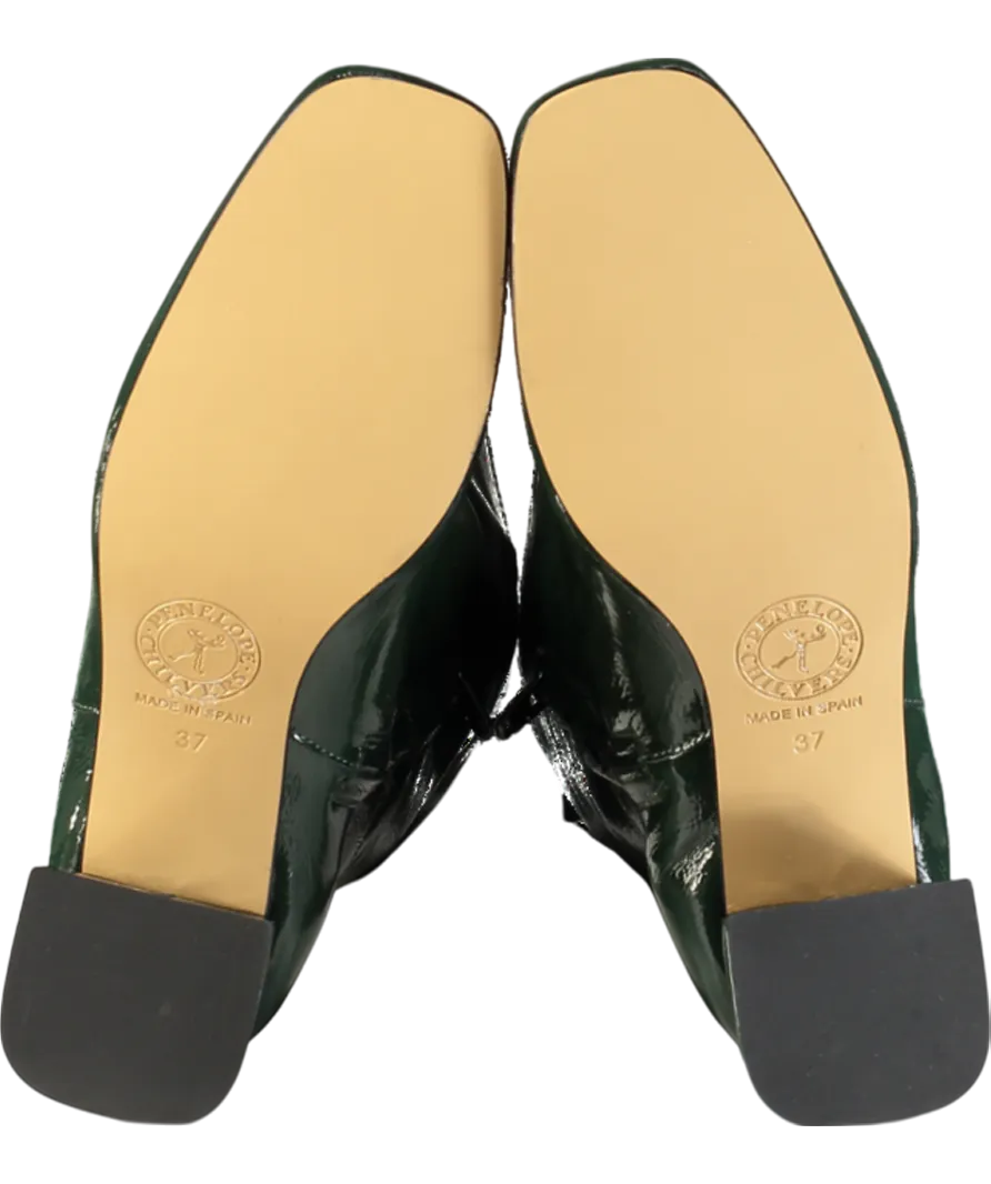 Penelope Chilvers Green Sinatra Patent Leather Boot UK 4 EU 37 