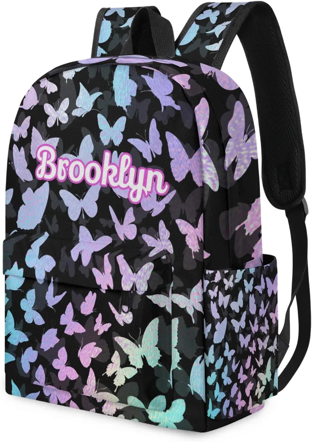 Personalized Butterfly Backpack with Name Custom Shoulder Bags for Women Men Waterproof Travel Casual Daypack Laptop Bag 15.1in, Gradient Blue Purple