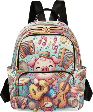 Pig Colorful Mini Backpack Purse for Women Ladies Travel Shoulder Bags Small Casual Bookbag Quilted Daypack for Work M