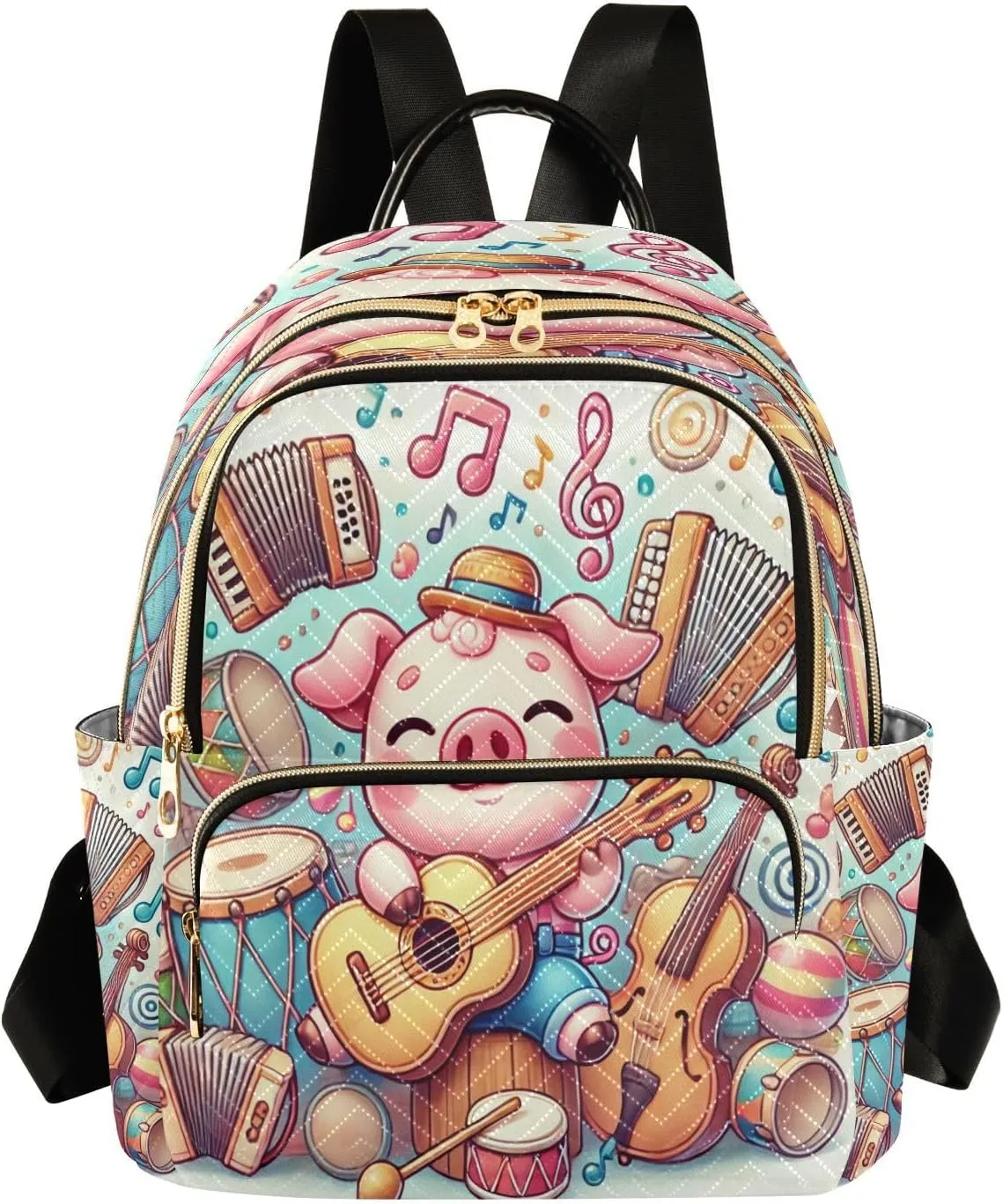 Pig Colorful Mini Backpack Purse for Women Ladies Travel Shoulder Bags Small Casual Bookbag Quilted Daypack for Work M
