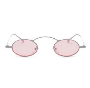 Pink Oval White Framed Sunglasses