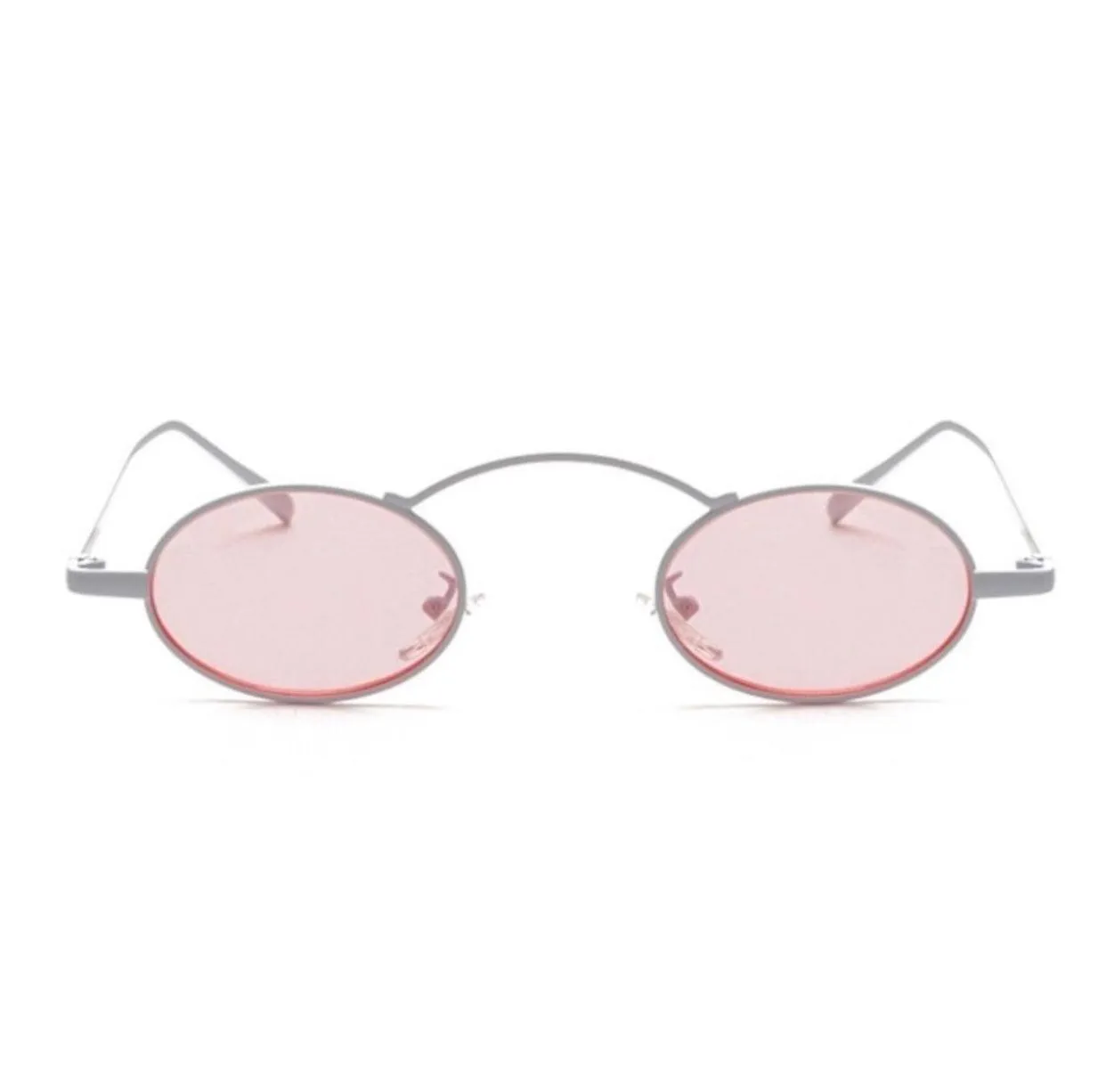 Pink Oval White Framed Sunglasses