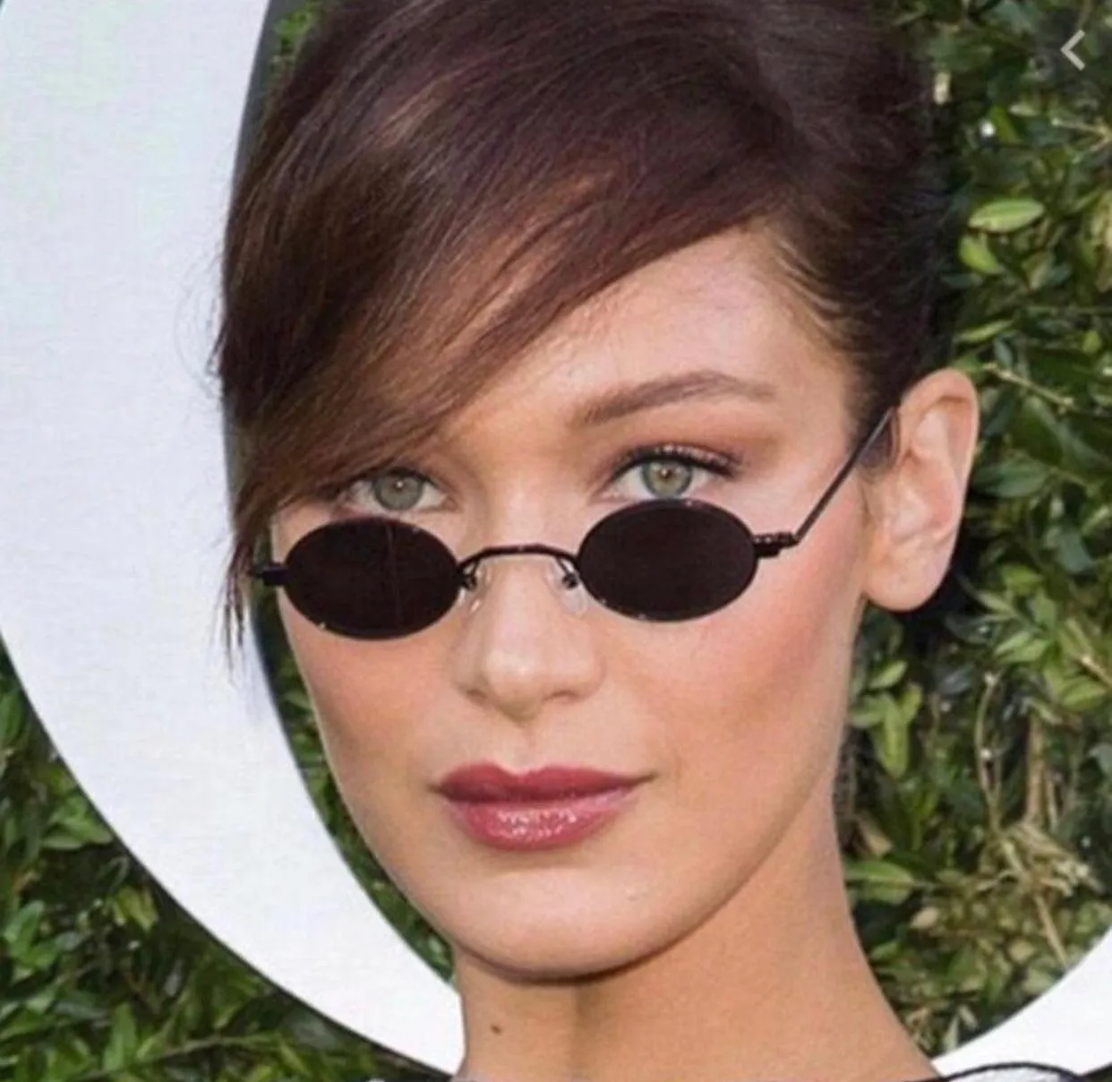 Pink Oval White Framed Sunglasses