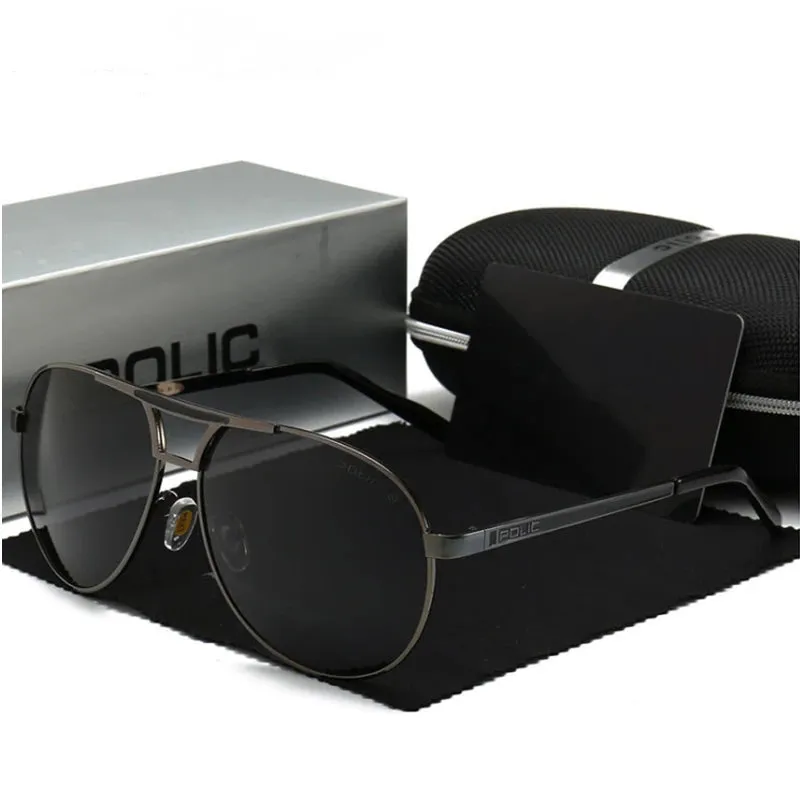 Policer Sunglasses for Men Polarized Sun Glasses Travel Eyewears Classic Pilot Goggle with UV 400 Protection Luxury brands 8480