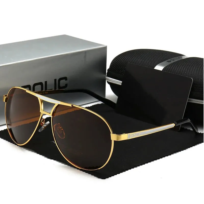 Policer Sunglasses for Men Polarized Sun Glasses Travel Eyewears Classic Pilot Goggle with UV 400 Protection Luxury brands 8480