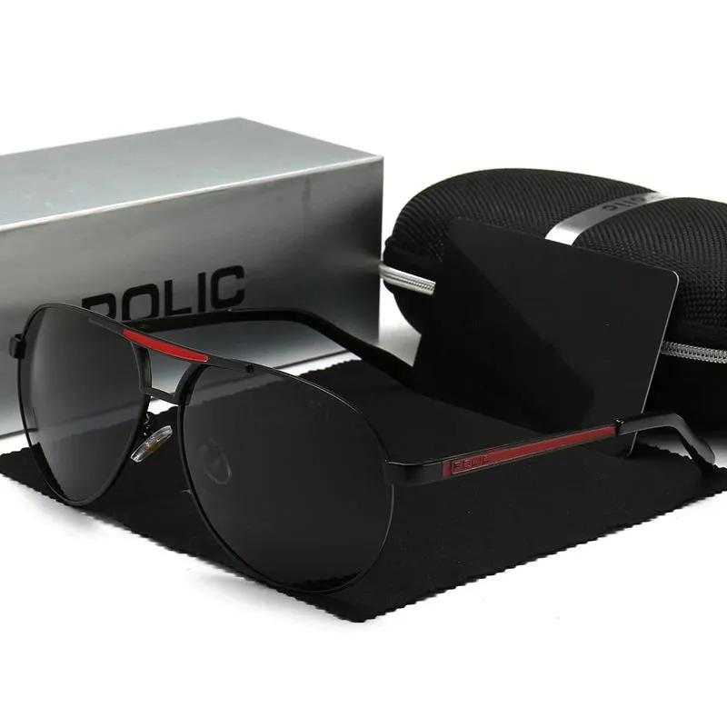 Policer Sunglasses for Men Polarized Sun Glasses Travel Eyewears Classic Pilot Goggle with UV 400 Protection Luxury brands 8480