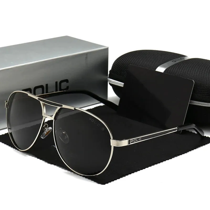 Policer Sunglasses for Men Polarized Sun Glasses Travel Eyewears Classic Pilot Goggle with UV 400 Protection Luxury brands 8480