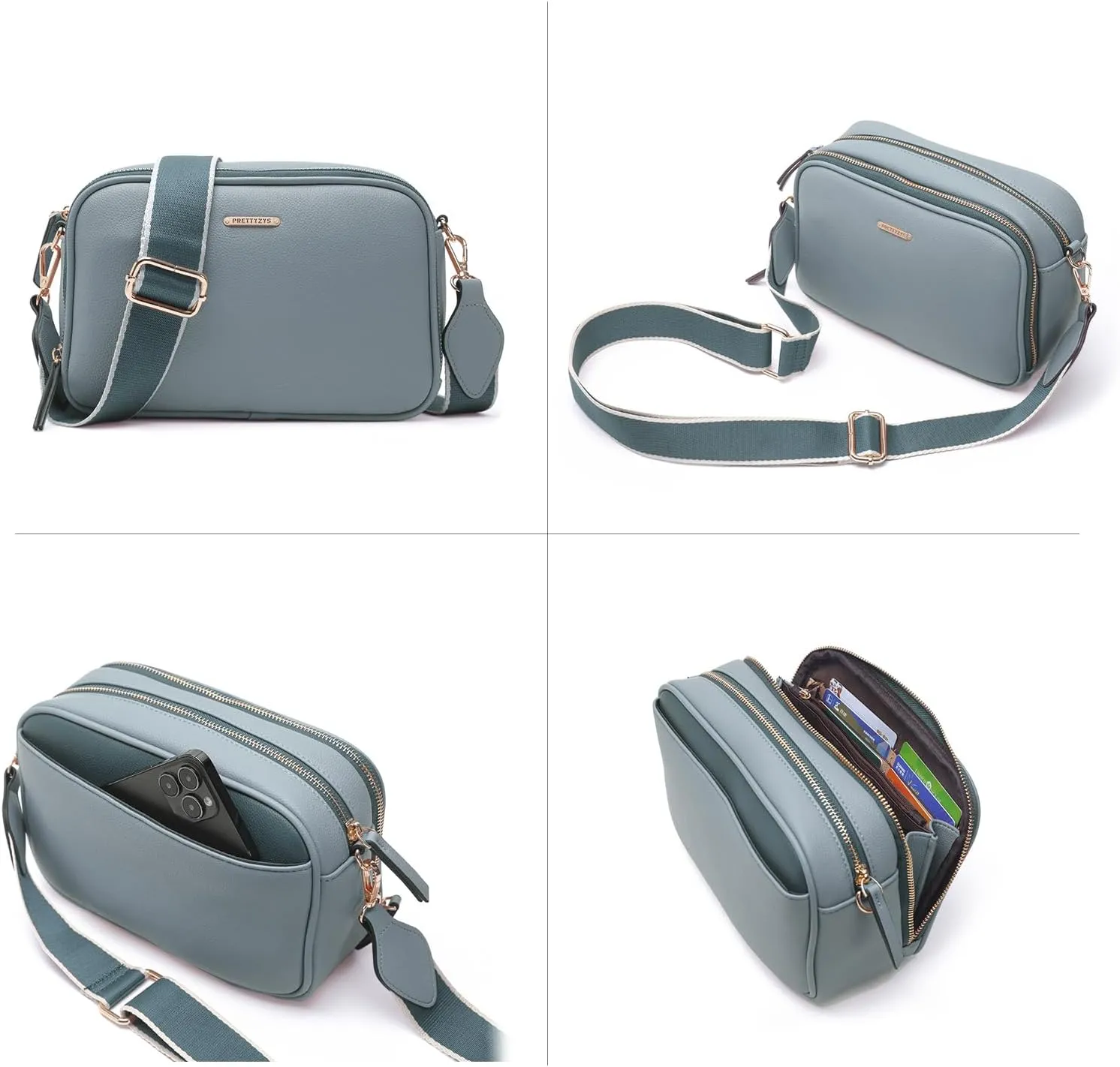 Prettyzys Crossbody Bags for Women, Medium Size Shoulder Handbags, Satchel Purse with Multi Zipper Pocket