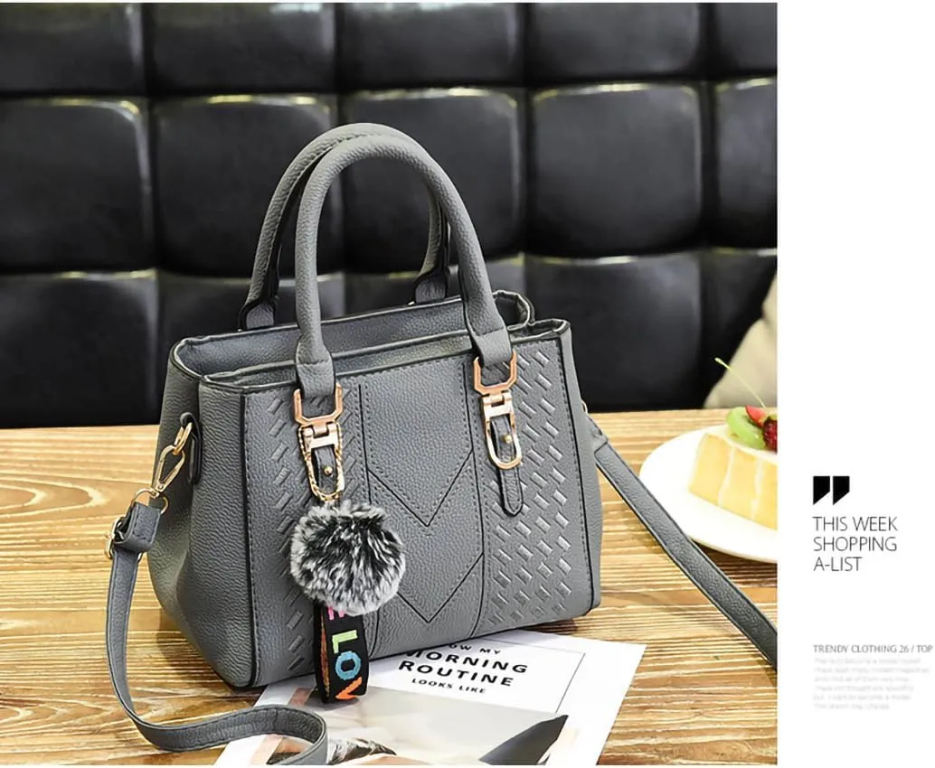 PU Leather Handbag for Women, Adjustable Shoulder Bag with Double Zipper Compartments, Spacious and Durable