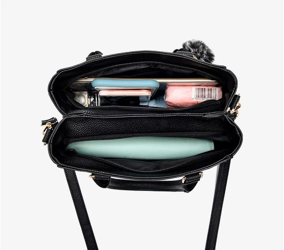 PU Leather Handbag for Women, Adjustable Shoulder Bag with Double Zipper Compartments, Spacious and Durable