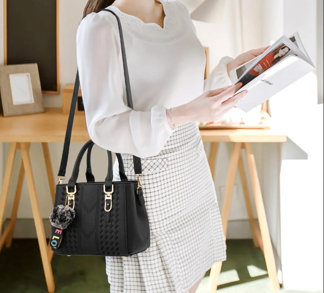 PU Leather Handbag for Women, Adjustable Shoulder Bag with Double Zipper Compartments, Spacious and Durable