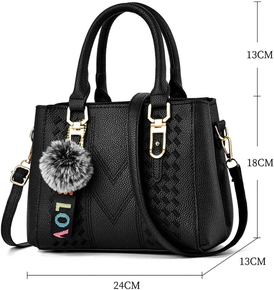 PU Leather Handbag for Women, Adjustable Shoulder Bag with Double Zipper Compartments, Spacious and Durable