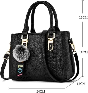 PU Leather Handbag for Women, Adjustable Shoulder Bag with Double Zipper Compartments, Spacious and Durable