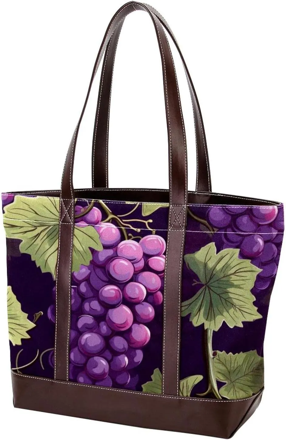 Purple Grape-2014 Tote Bags Durable Leather Canvas Purses and Handbags for Women Top Handle Shoulder Satchel Hobo Bags