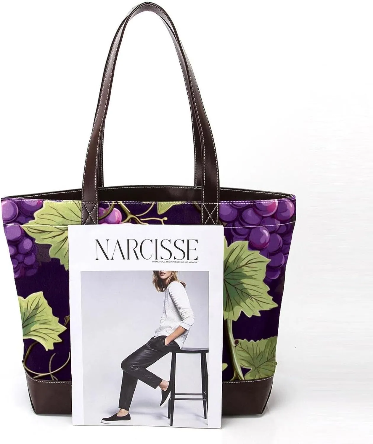 Purple Grape-2014 Tote Bags Durable Leather Canvas Purses and Handbags for Women Top Handle Shoulder Satchel Hobo Bags