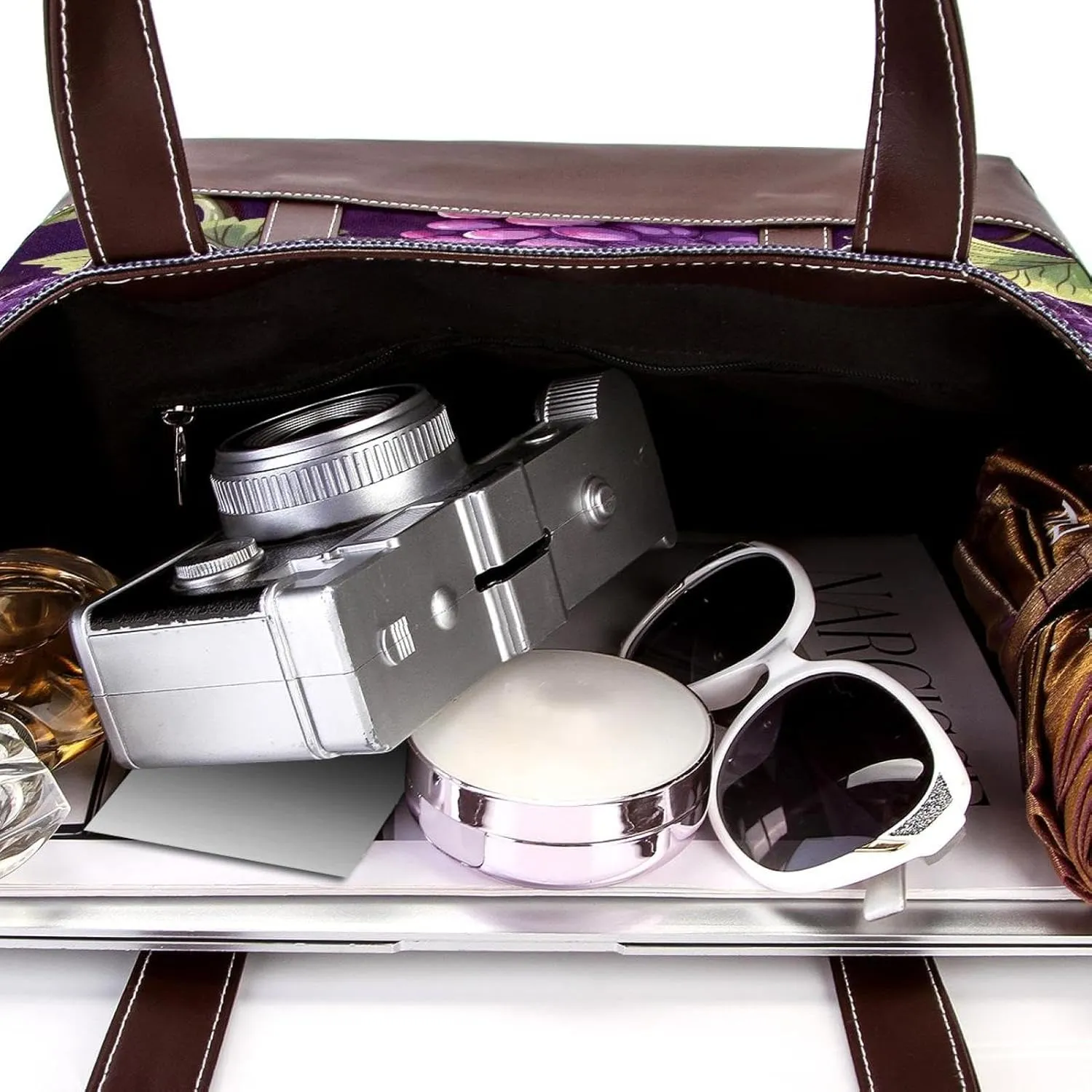 Purple Grape-2014 Tote Bags Durable Leather Canvas Purses and Handbags for Women Top Handle Shoulder Satchel Hobo Bags