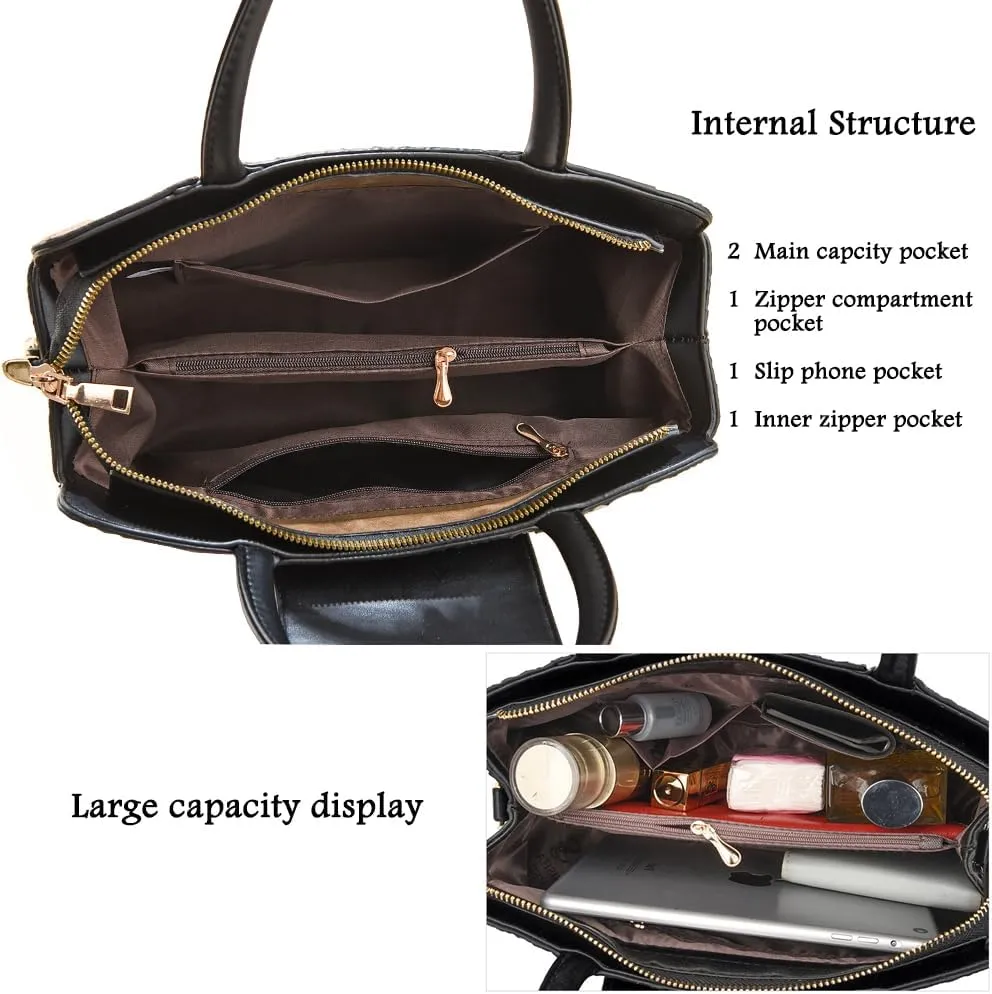 Purses and Handbags for Women Crocodile Print Leather Top Handle Satchel Fashion Work Shoulder Bag Khaki