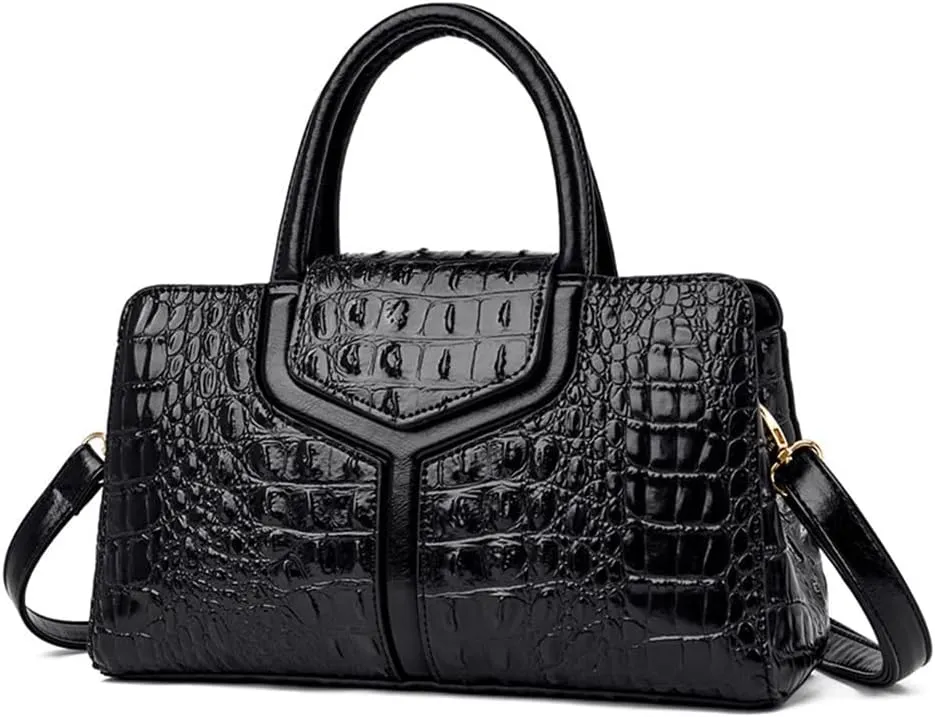 Purses and Handbags for Women Crocodile Print Leather Top Handle Satchel Fashion Work Shoulder Bag Khaki