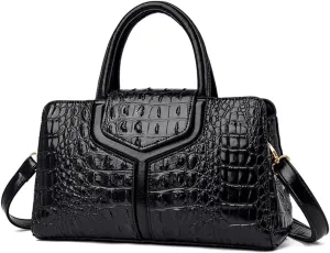 Purses and Handbags for Women Crocodile Print Leather Top Handle Satchel Fashion Work Shoulder Bag Khaki