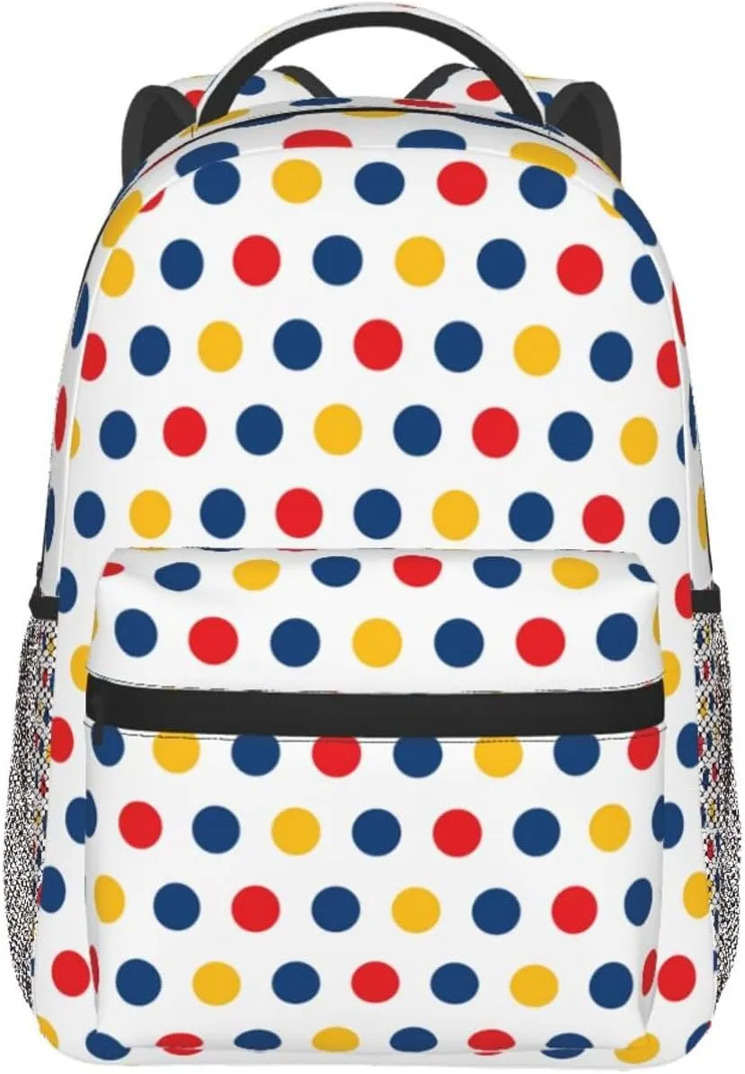 Rainbow Polka Dot Backpack,Cute Bookbags Laptop Bag Shoulder Bags Travel Hiking Camping Daypack for Men Women