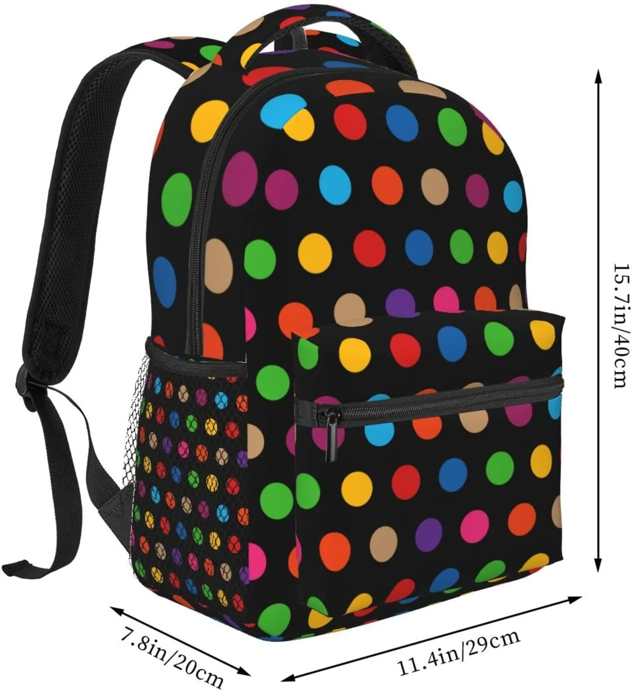 Rainbow Polka Dot Backpack,Cute Bookbags Laptop Bag Shoulder Bags Travel Hiking Camping Daypack for Men Women