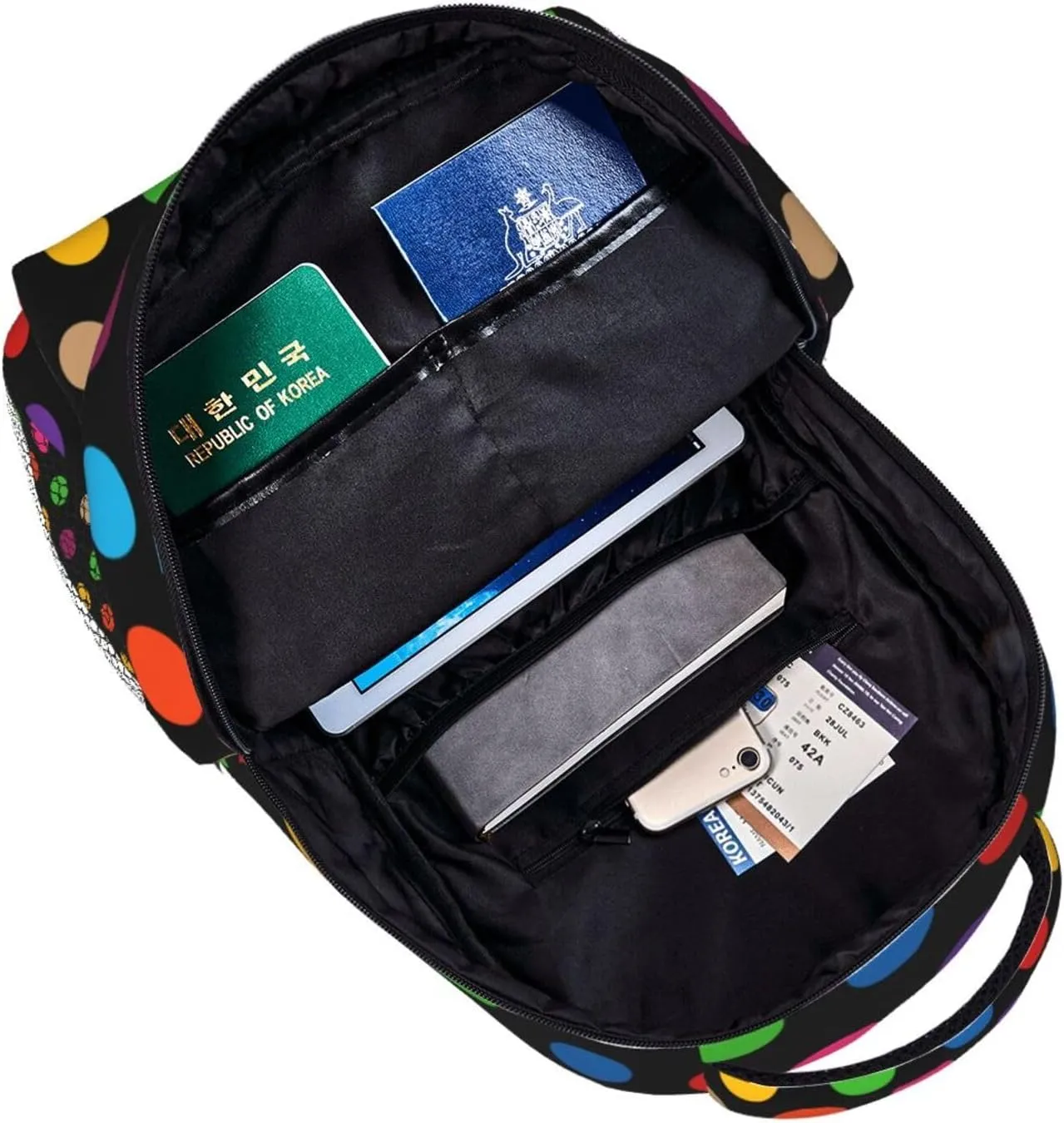 Rainbow Polka Dot Backpack,Cute Bookbags Laptop Bag Shoulder Bags Travel Hiking Camping Daypack for Men Women