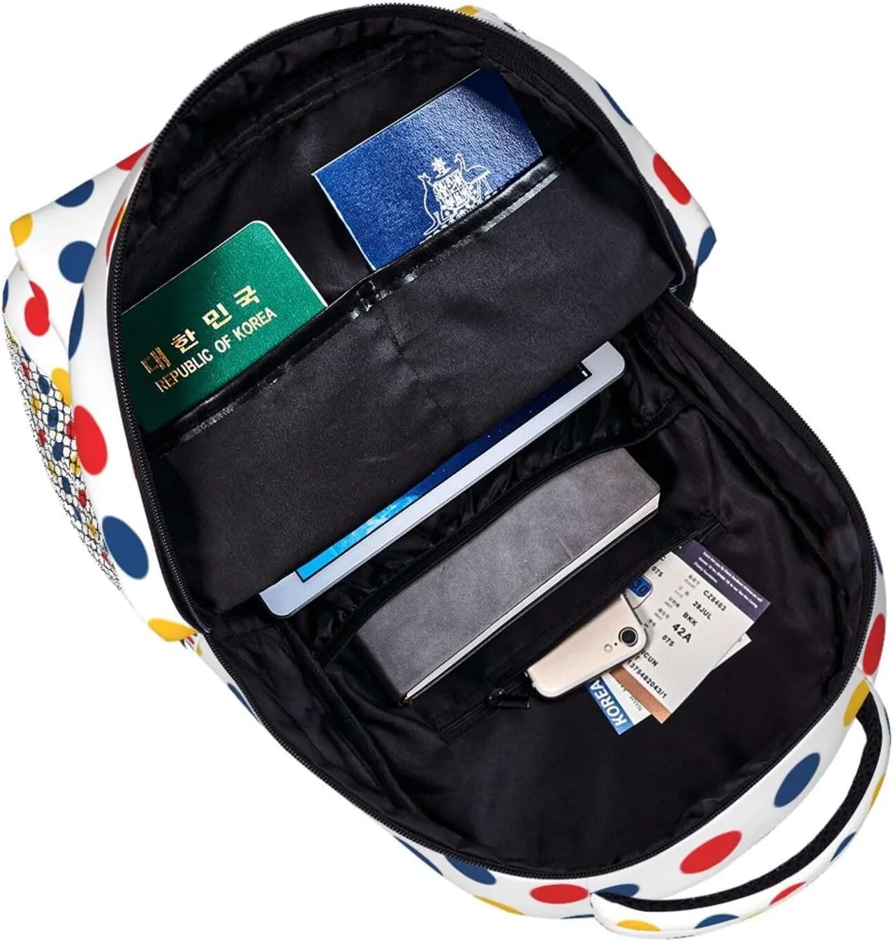 Rainbow Polka Dot Backpack,Cute Bookbags Laptop Bag Shoulder Bags Travel Hiking Camping Daypack for Men Women