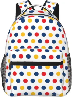 Rainbow Polka Dot Backpack,Cute Bookbags Laptop Bag Shoulder Bags Travel Hiking Camping Daypack for Men Women