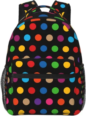 Rainbow Polka Dot Backpack,Cute Bookbags Laptop Bag Shoulder Bags Travel Hiking Camping Daypack for Men Women