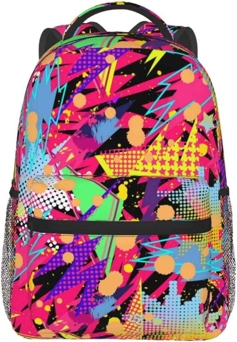 Retro 80s 90s Backpack,Cute Bookbags Laptop Bag Shoulder Bags Travel Hiking Camping Daypack for Men Women