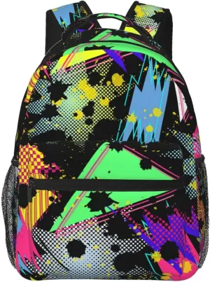Retro 80s 90s Backpack,Cute Bookbags Laptop Bag Shoulder Bags Travel Hiking Camping Daypack for Men Women
