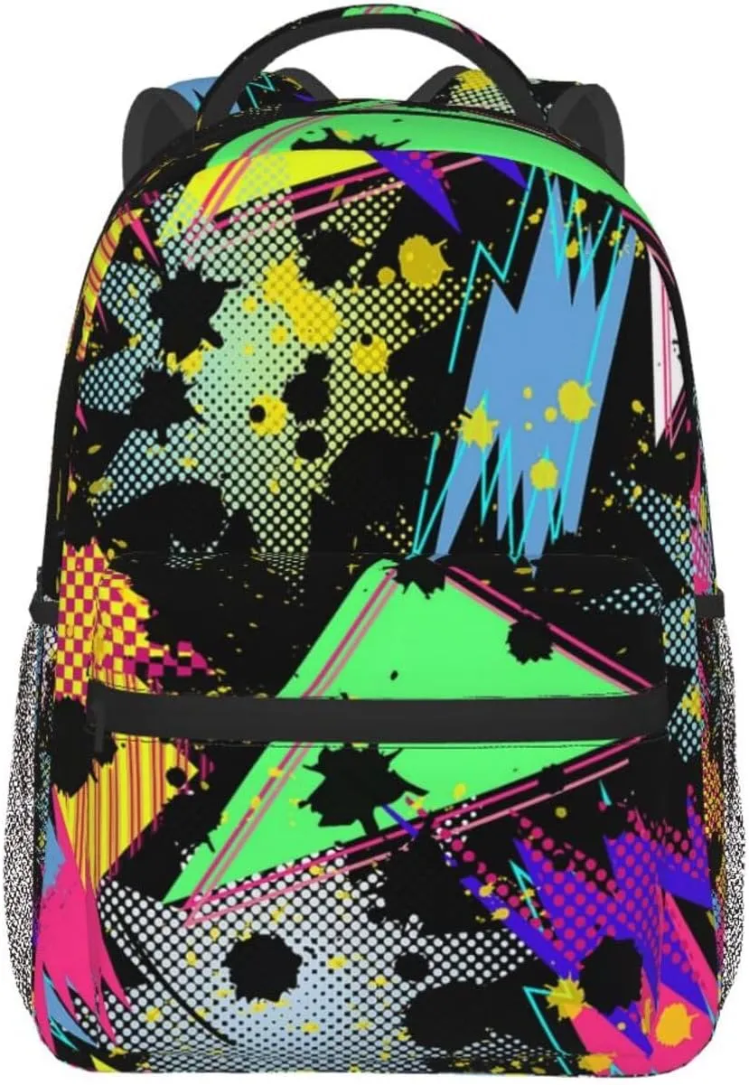 Retro 80s 90s Backpack,Cute Bookbags Laptop Bag Shoulder Bags Travel Hiking Camping Daypack for Men Women