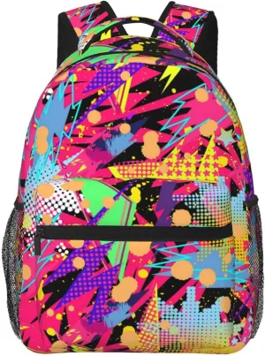Retro 80s 90s Backpack,Cute Bookbags Laptop Bag Shoulder Bags Travel Hiking Camping Daypack for Men Women