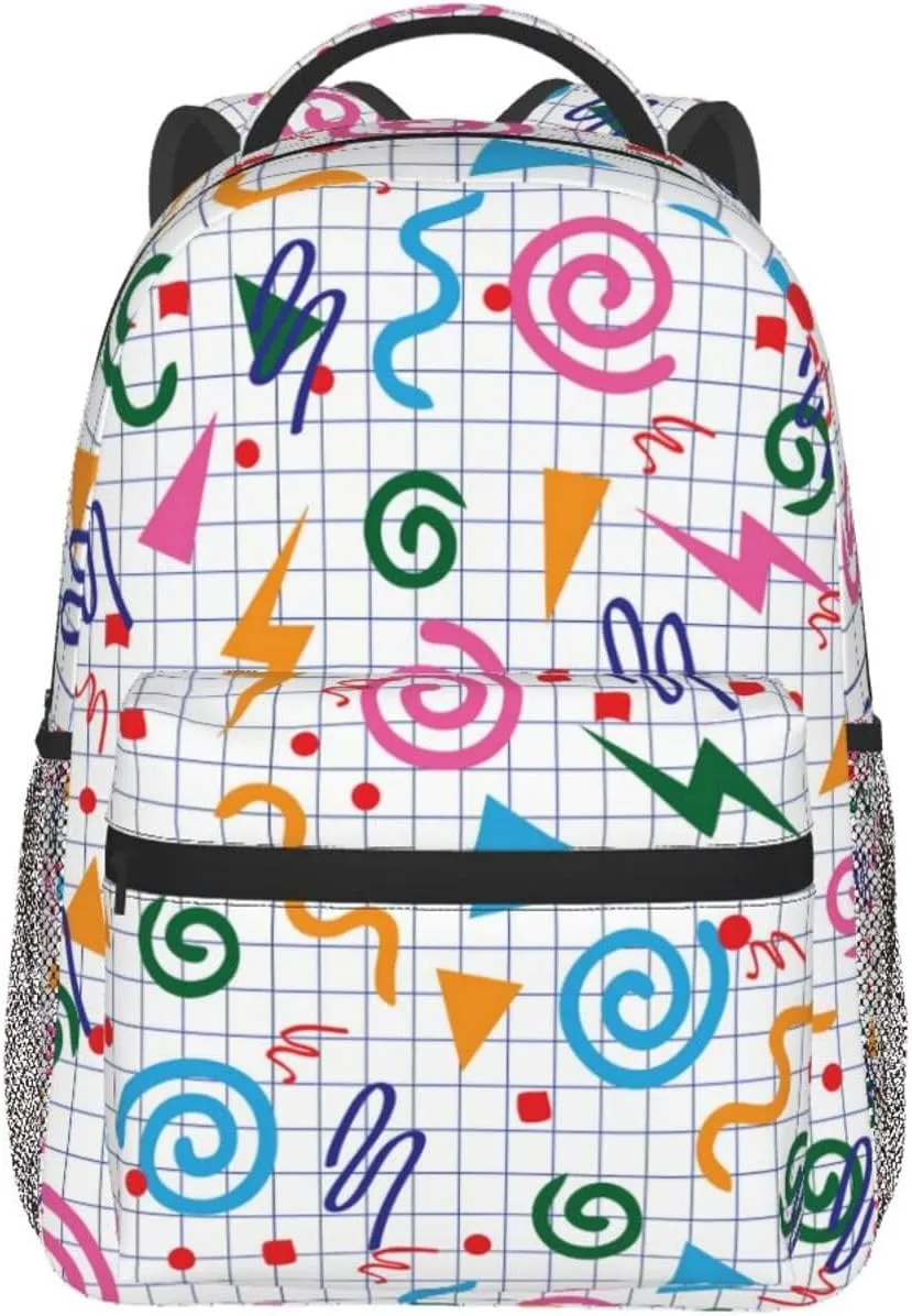 Retro 80s 90s Backpack,Cute Bookbags Laptop Bag Shoulder Bags Travel Hiking Camping Daypack for Men Women
