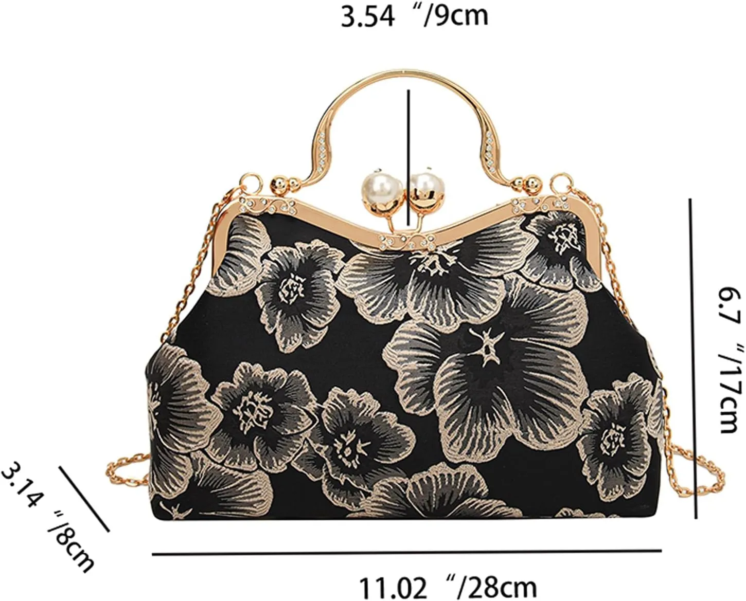 Retro Shoulder Chain Messenger Clutch Chinese Style Embroidered Jacquard Women's Evening Bags