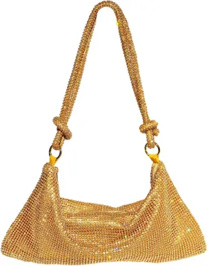 Rhinestone Purse, Sparkly Crystal Glitter Diamond Hobo Bags Handbags for Womens Evening Bag Going Out Gold/Silver/Black