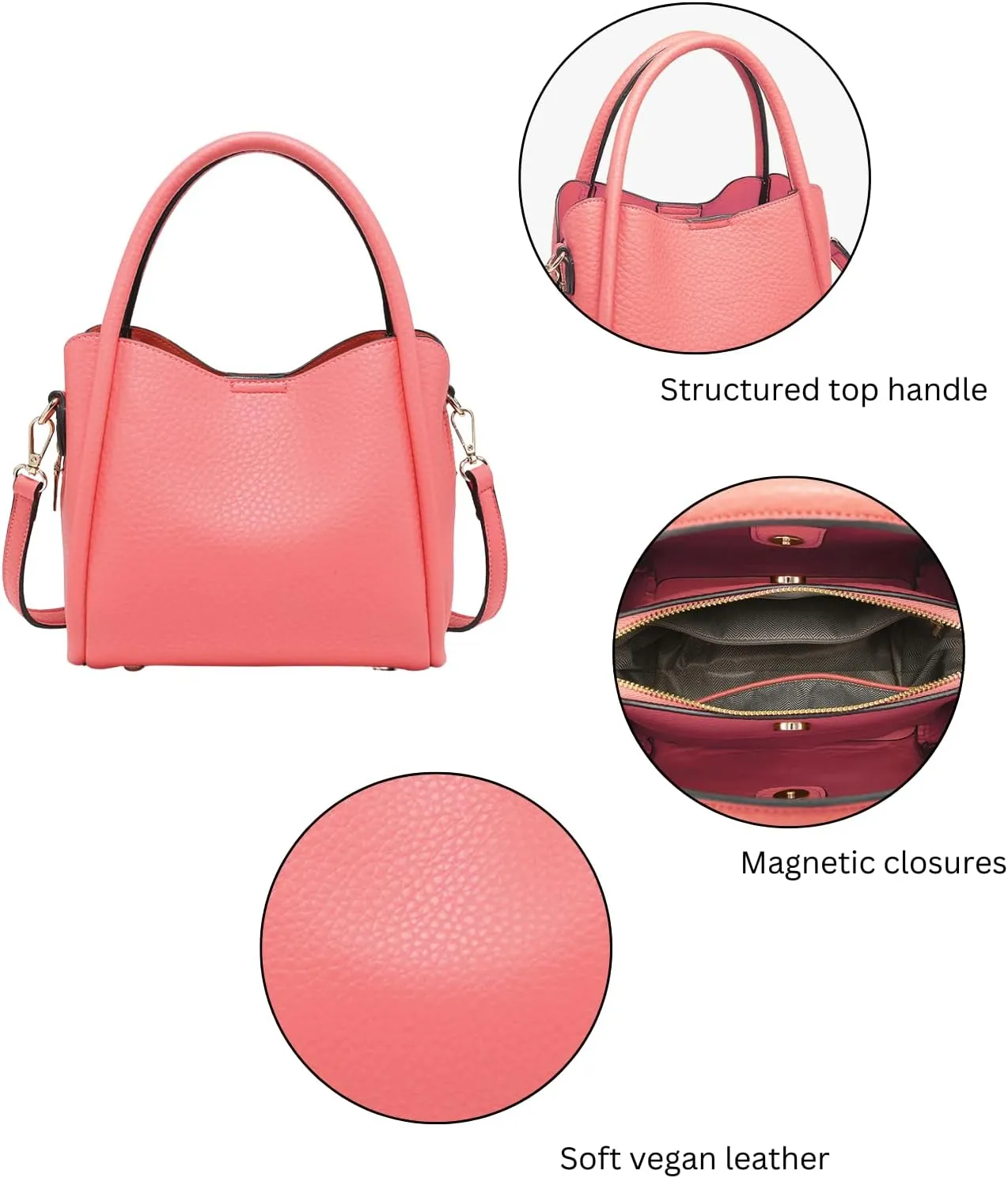 Ruby Handbags and Purses Vegan Leather Shaped Top Handle Satchel Ladies Shoulder Tote Bag Hobo Purse for Women
