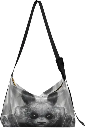 Samurai Panda Japanese Hobo Crossbody Bags for Women Leather Large Shoulder Bag Cross Body Artistic Trendy Womens Tote Bags Handbag for Travel Shopping