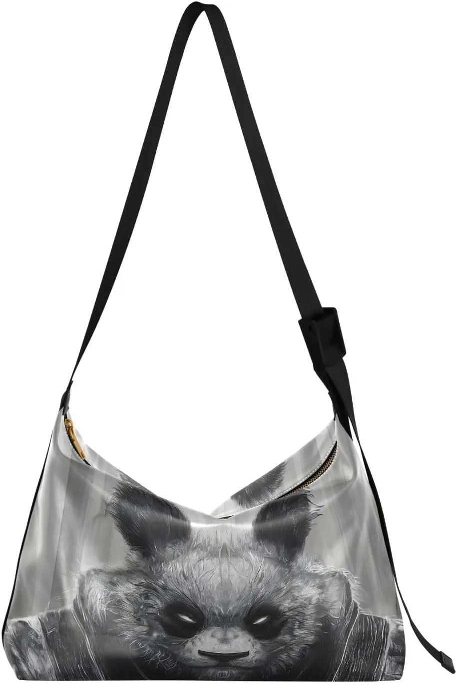 Samurai Panda Japanese Hobo Crossbody Bags for Women Leather Large Shoulder Bag Cross Body Artistic Trendy Womens Tote Bags Handbag for Travel Shopping