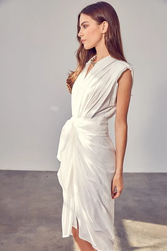 Sara Lee Sleeveless Button Front Tie Dress