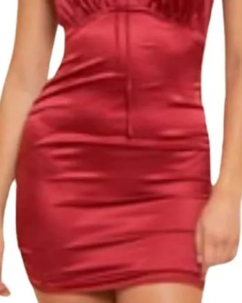 Satin Mini Dress In Wine | Wine