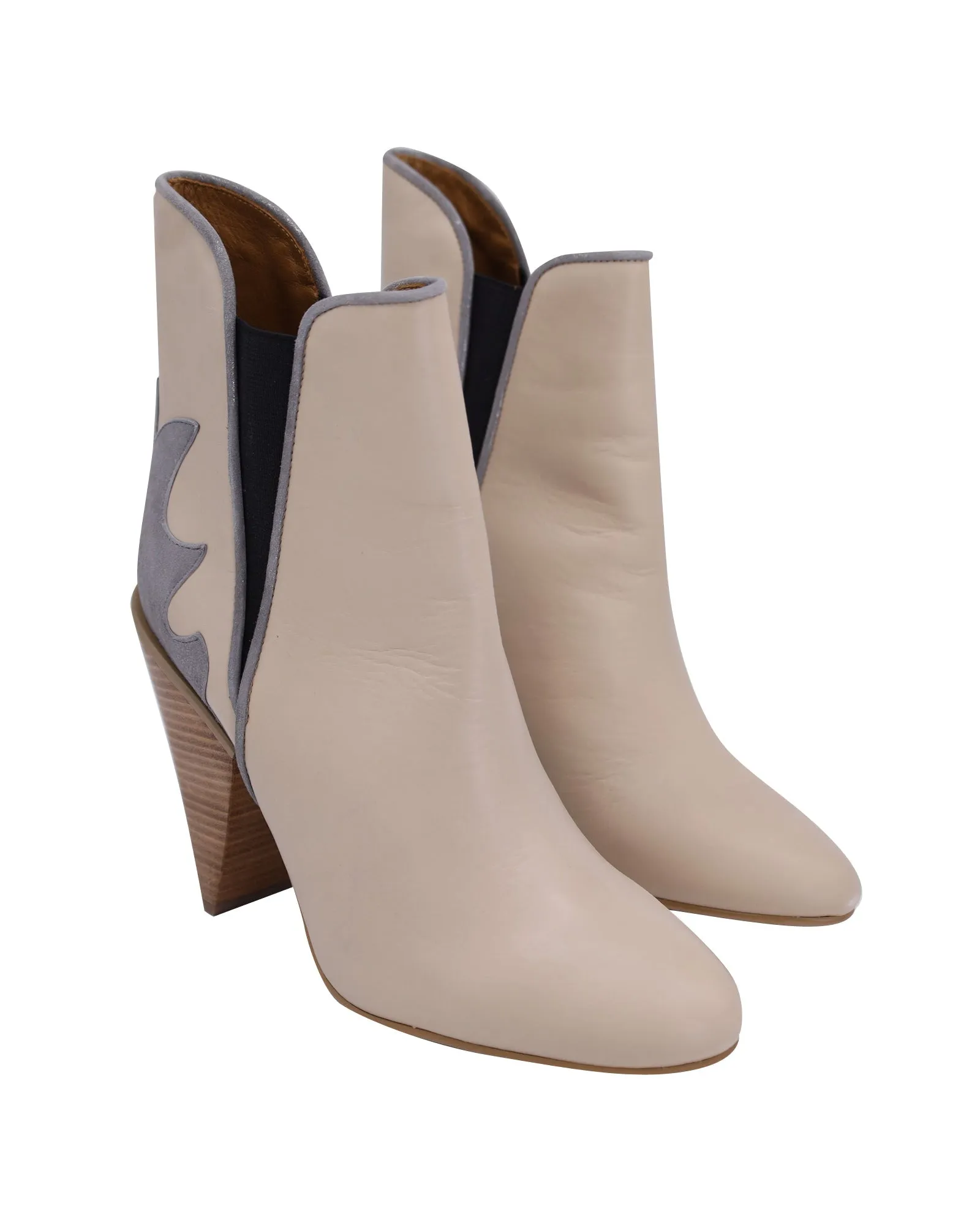 See by Chloe Cowboy Boots in Beige Leather