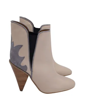 See by Chloe Cowboy Boots in Beige Leather