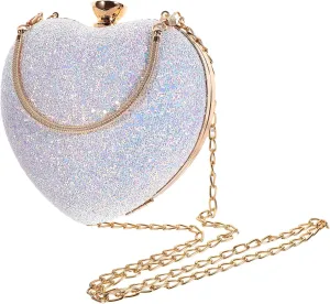 Sequins Heart Shaped Clutch Bag Cute Handheld Crossbody Storage Pouch for Dinner Parties Weddings and Evenings out Lightweight and Compact Design