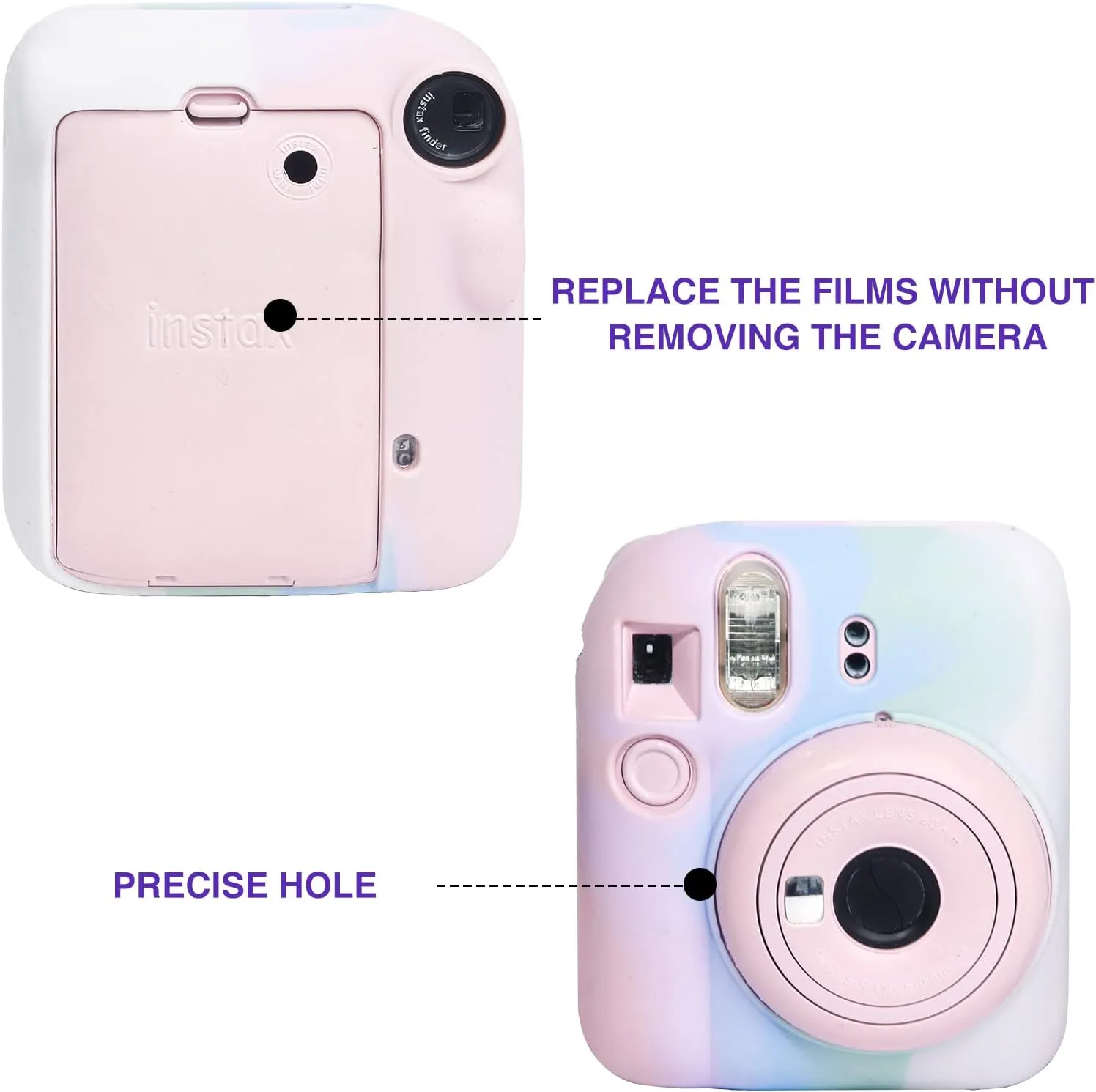 Silicone Case for Fujifilm Instax Mini 12 Instant Camera Protective Camera Case with Adjustable Shoulder Strap - Light Gradient(No Camera)
