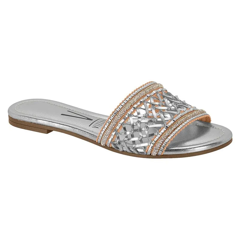 Silver Slide Sandals
